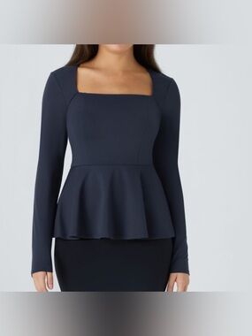 HALARA Black Square-Neck Peplum Top